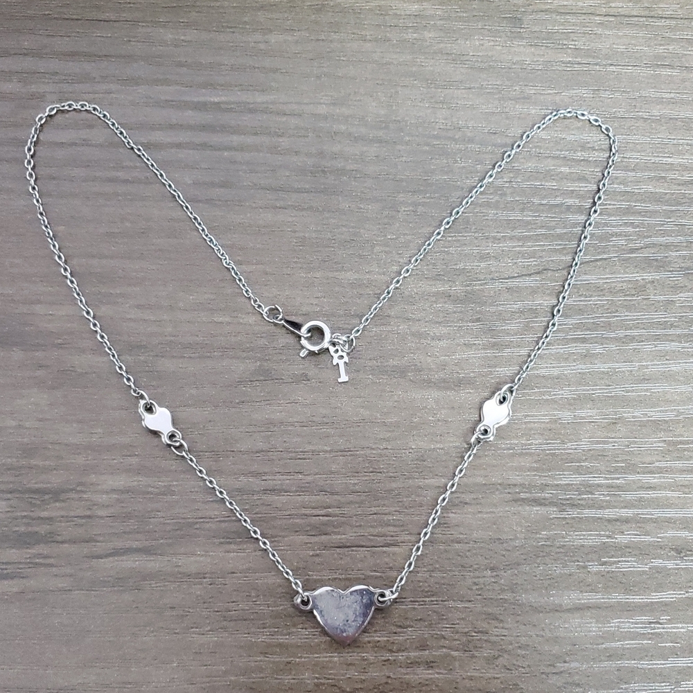 Vintage Crown Trifari  Silver Tone Heart Necklace